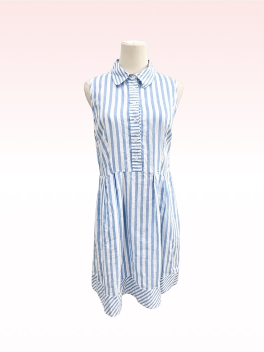 NEIMAN MARCUS Blue Button Down Striped Dress (Sz S)